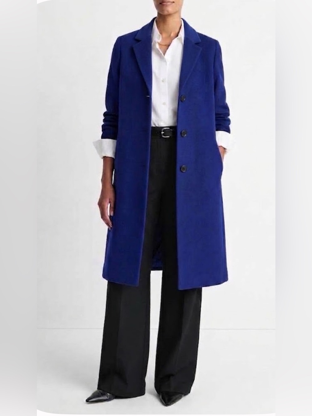Vince Wool Tailored Single Breasted Long Coat in Cobalt Royal Blue size XS